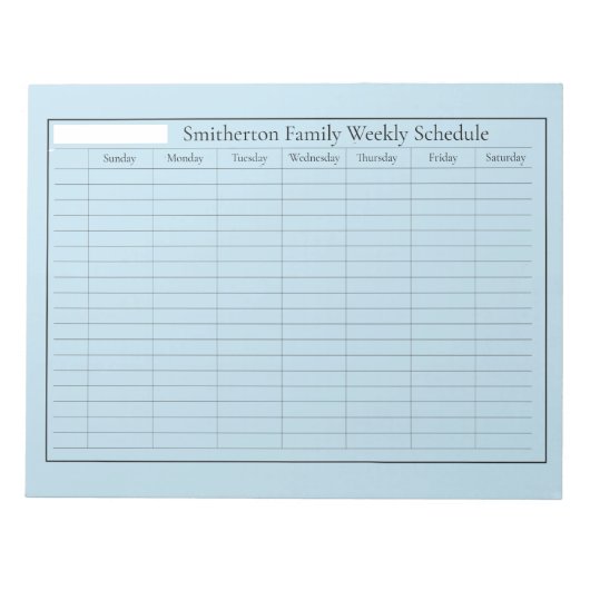 Zeitplaner Sky Blue Notepad Notizblock (Vorderseite)