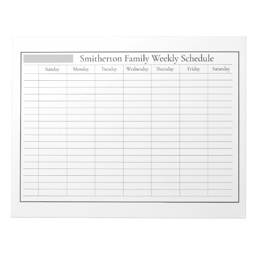 Zeitplaner White Gray Notepad Notizblock (Vorderseite)