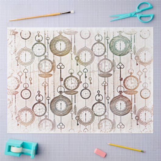 Zeitpocket-Uhren und -Tasten Seidenpapier (Basteln)