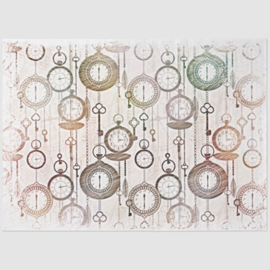 Zeitpocket-Uhren und -Tasten Seidenpapier (Vorderseite)