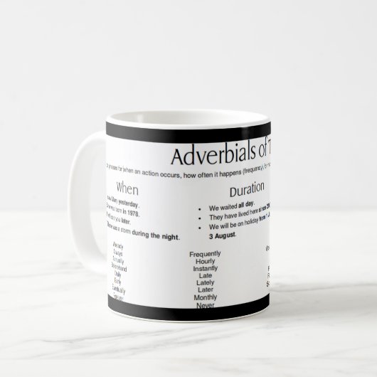 Zeitrabatte - Worte Kaffeetasse (Vorderseite Links)