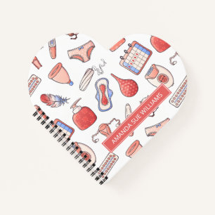 Zeitraum/Menstruationszyklus - Ihr Name/Monogramm  Notizblock