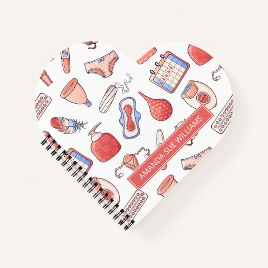 Zeitraum/Menstruationszyklus - Ihr Name/Monogramm  Notizblock (Vorderseite)