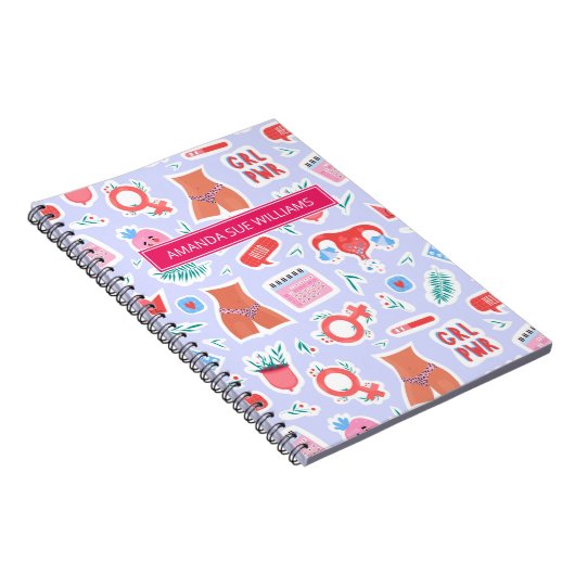 Zeitraum/Menstruationszyklus - Ihr Name/Monogramm Notizblock (Rechte Seite)