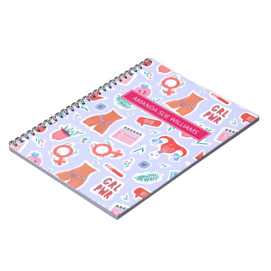 Zeitraum/Menstruationszyklus - Ihr Name/Monogramm Notizblock (Linke Seite)