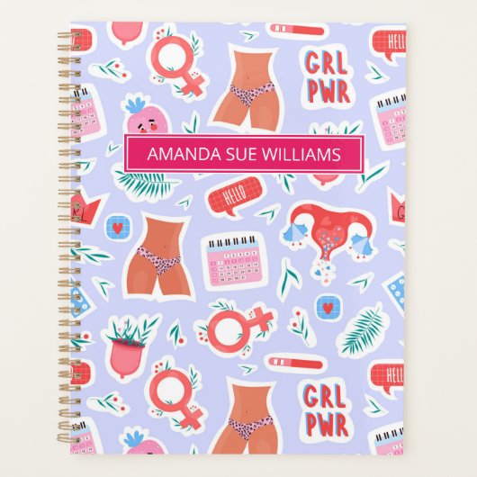 Zeitraum/Menstruationszyklus - Ihr Name/Monogramm  Planer (Vorderseite)
