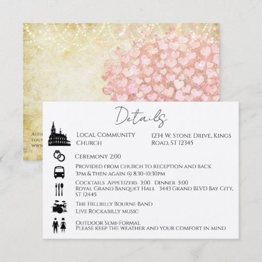 Zeitreihenfolge der Ereignisse Herzstück Leaf Tree Einladung (Vorne/Hinten)