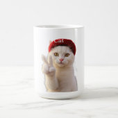 Zeitreisende Pariser Katzenselfie Kaffeetasse (Mittel)