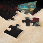 Zeitreisende Steampunk-Dame mit Eule Puzzle (Seite)