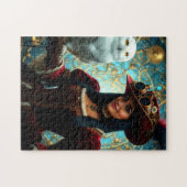Zeitreisende Steampunk-Dame mit Eule Puzzle (Horizontal)