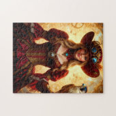 Zeitreisende Steampunk-Dame mit Falke Puzzle (Horizontal)