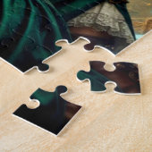 Zeitreisende Steampunk-Dame mit Krähe Puzzle (Seite)