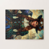 Zeitreisende Steampunk-Dame mit Krähe Puzzle (Horizontal)