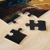 Zeitreisende Steampunk-Dame mit Taube Puzzle (Seite)