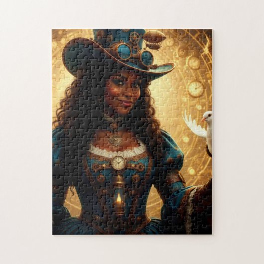 Zeitreisende Steampunk-Dame mit Taube Puzzle (Vertikal)