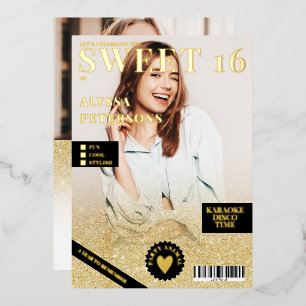 Zeitschrift Abdeckung 2 Foto Gold Glitzer ombre Sw Folieneinladung