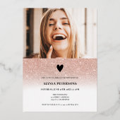 Zeitschrift Abdeckung 2 Fotos Rose Gold Glitzer Sw Folieneinladung (Rückseite)