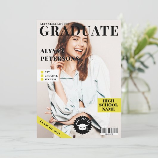 Zeitschrift Cover 2 Fotos Schwarzer trendiger Absc Ankündigung (Stehend Vorderseite)