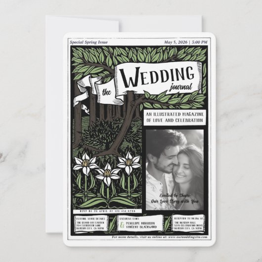 Zeitschrift Cover Art Nouveau Wedding Einladung (Vorderseite)