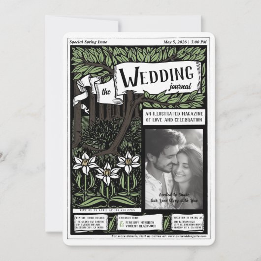 Zeitschrift Cover Art Nouveau Wedding Einladung (Vorderseite)