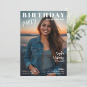 Zeitschrift Cover Beach Geburtstag Einladung (Stehend Vorderseite)