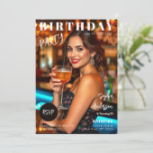 Zeitschrift Cover Birthday Einladung (Stehend Vorderseite)