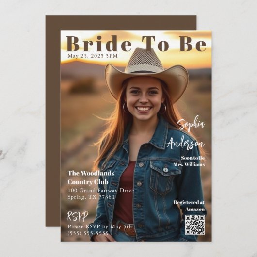 Zeitschrift Cover Bride zu sein Einladung (Vorne/Hinten)