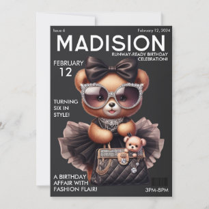 Zeitschrift Cover Fashion Teddy Bar Geburtstag Einladung
