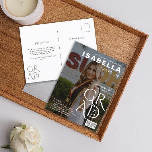 Zeitschrift Cover Foto Abschluss Ankündigung Postkarte