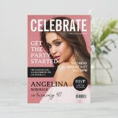 Zeitschrift Cover Foto Geburtstagsparty Einladung (Stehend Vorderseite)