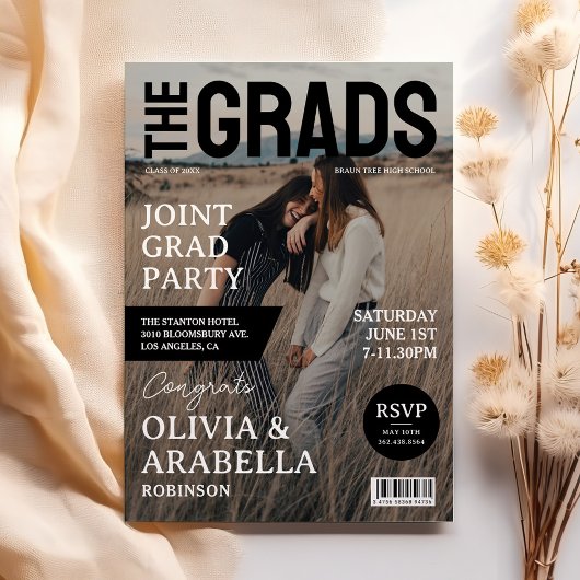 Zeitschrift Cover Foto Joint Graduation Party Einladung