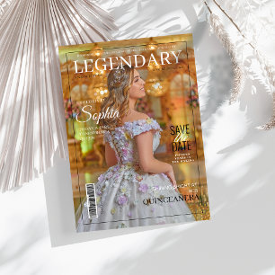 Zeitschrift Cover Quinceanera Save the Date Einladung