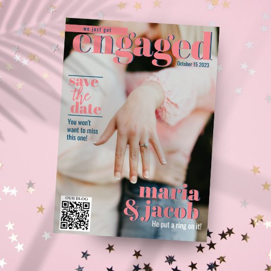 Zeitschrift Cover Save the Date Foto Ankündigung