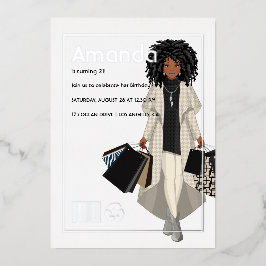 Zeitschrift Cover Shopping Girl Geburtstagsparty Folieneinladung