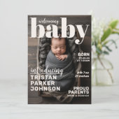 Zeitschrift Cover Trendy Birth Ankündigung (Stehend Vorderseite)