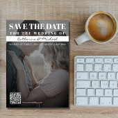 Zeitschrift Cover Trendy Dark Foto QR Code Wedding Save The Date