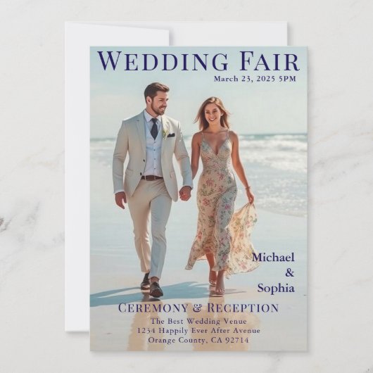 Zeitschrift Cover Wedding on Beach Einladung (Vorderseite)