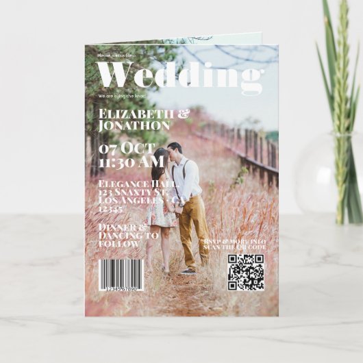 Zeitschrift Cover Wedding QR Code Einladung (Vorderseite)