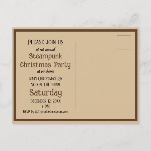 Zeitschrift "Distressed Steampunk Globe Travel" Einladungspostkarte (Rückseite)