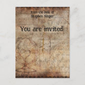 Zeitschrift "Distressed Steampunk Globe Travel" Einladungspostkarte (Vorderseite)