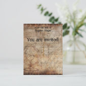 Zeitschrift "Distressed Steampunk Globe Travel" Einladungspostkarte (Stehend Vorderseite)