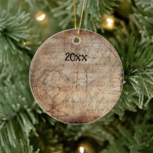 Zeitschrift "Distressed Steampunk Globe Travel" Keramik Ornament