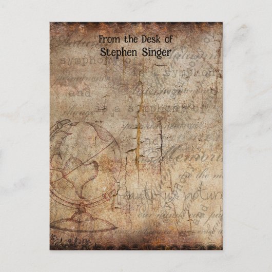 Zeitschrift "Distressed Steampunk Globe Travel" Postkarte (Vorderseite)