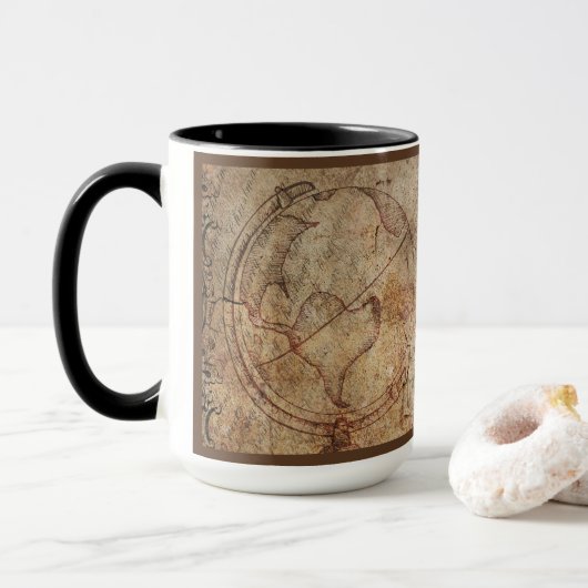 Zeitschrift "Distressed Steampunk Globe Travel" Tasse (Mit Donut)