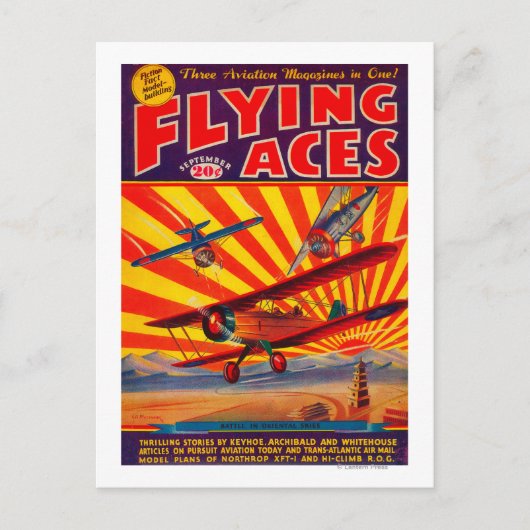 Zeitschrift Flying Aces Cover 2 Postkarte (Vorderseite)