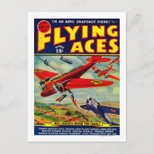 Zeitschrift Flying Aces Cover 3 Postkarte (Vorderseite)
