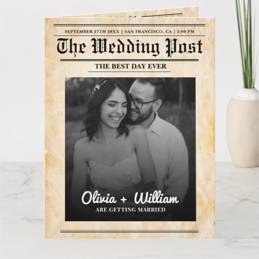 Zeitschrift Hochzeitsprogramm Rustic Wedding Timel Karte (Vorderseite)