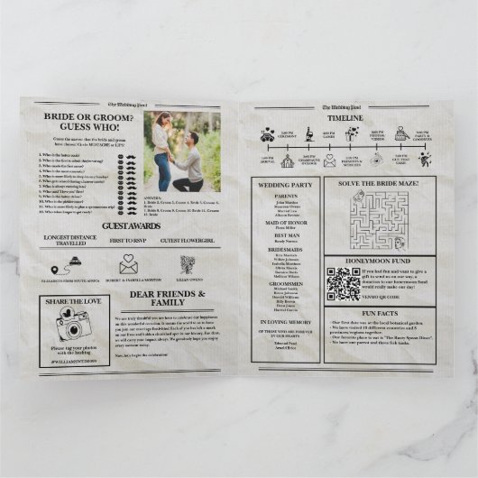 Zeitschrift Hochzeitsprogramm Vintage Wedding Time Karte (Innenseite)