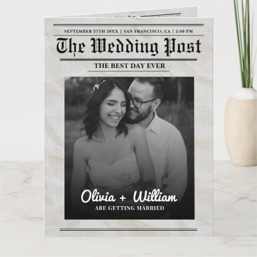 Zeitschrift Hochzeitsprogramm Vintage Wedding Time Karte (Vorderseite)