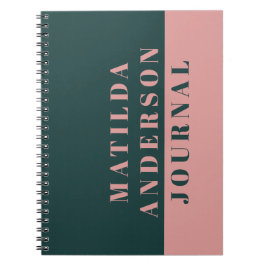 Zeitschrift mit minimaler grün-rosa Schrift Notizblock
